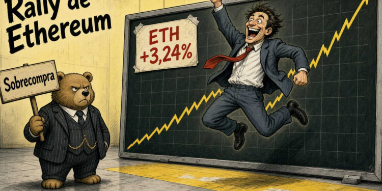 Ethereum sube un 3,24% hasta USD 2.752,51, en sobrecompra