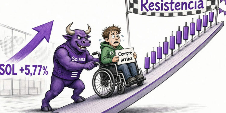 Solana sube 5,77% y pone a prueba la resistencia de USD 119,66