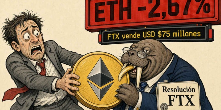 Ethereum (ETH) cae un 2,67% mientras FTX mueve USD 75 millones en ETH