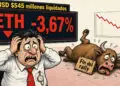 Ethereum cae 3,67% en medio de liquidaciones por USD 545 millones
