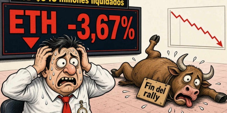 Ethereum cae 3,67% en medio de liquidaciones por USD 545 millones 1 Ethereum cae 3,67% en medio de liquidaciones por USD 545 millones