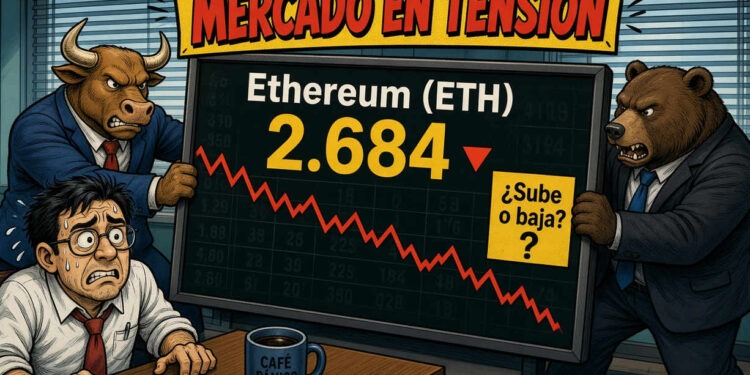 Ethereum resiste en USD 2.684 y encara resistencia en 2.801