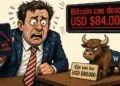 Bitcoin cae un 1,92% y pierde los 84.000 dólares