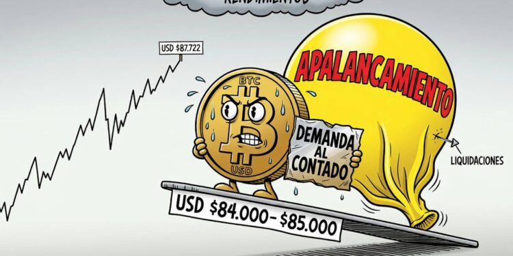 Bitcoin ronda los 84.000 dólares ante una zona crítica de oferta
