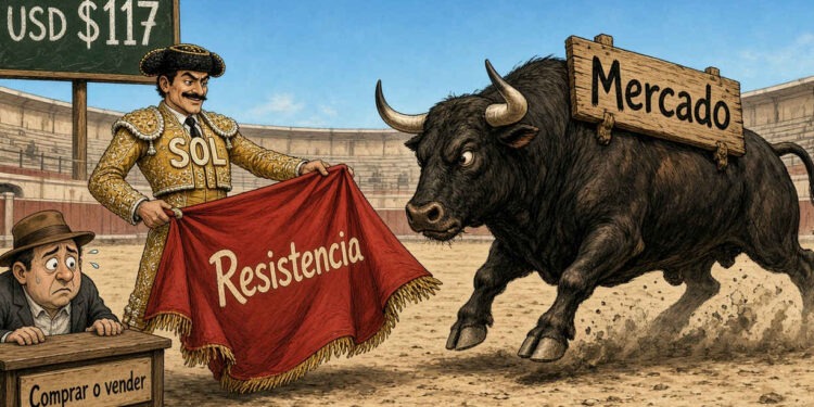 Solana (SOL) defiende los USD 117 tras un rally superior al 52%
