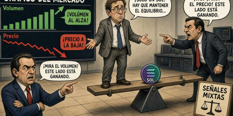 Solana (SOL) mantiene volumen elevado pese a señales técnicas mixtas