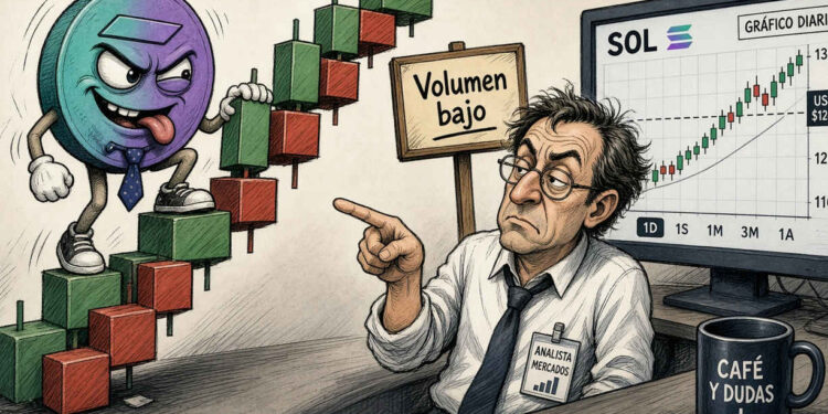 SOL avanza 1,77% hasta USD 121,32 con señales mixtas