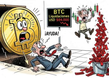 Bitcoin cae bajo USD 84.000 y liquidaciones superan USD 400 millones
