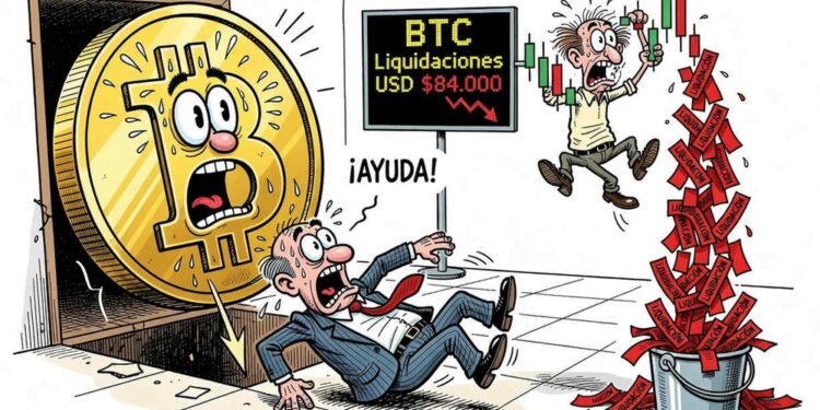 Bitcoin cae bajo USD 84.000 y liquidaciones superan USD 400 millones 1 Bitcoin cae bajo USD 84.000 y liquidaciones superan USD 400 millones