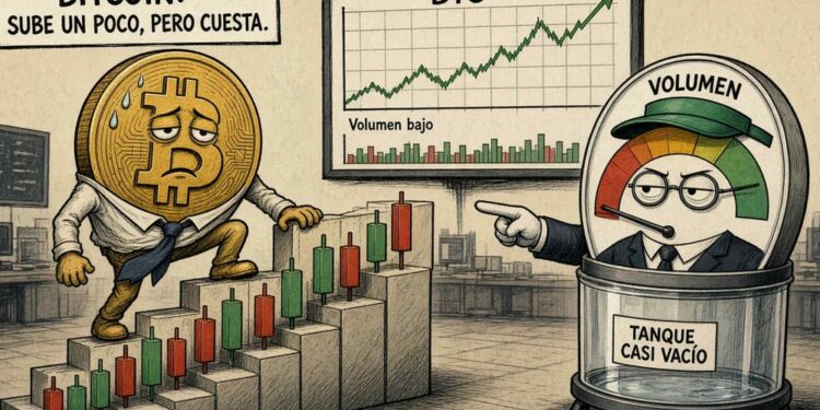 Bitcoin rebota un 0,94% pese al bajo volumen y señales mixtas
