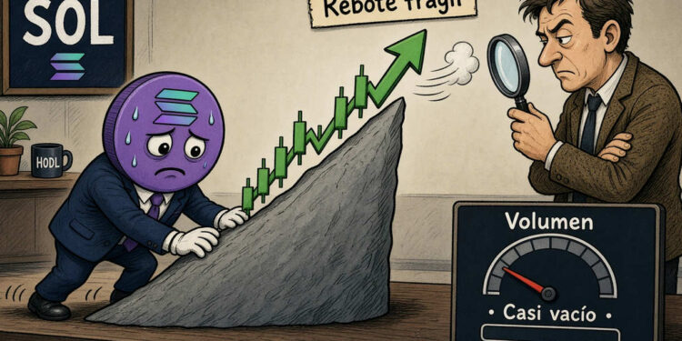 Solana (SOL) rebota un 1,92%, pero el bajo volumen limita la señal