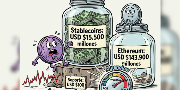 Solana acumula USD $15.160 millones en stablecoins, lejos de Ethereum