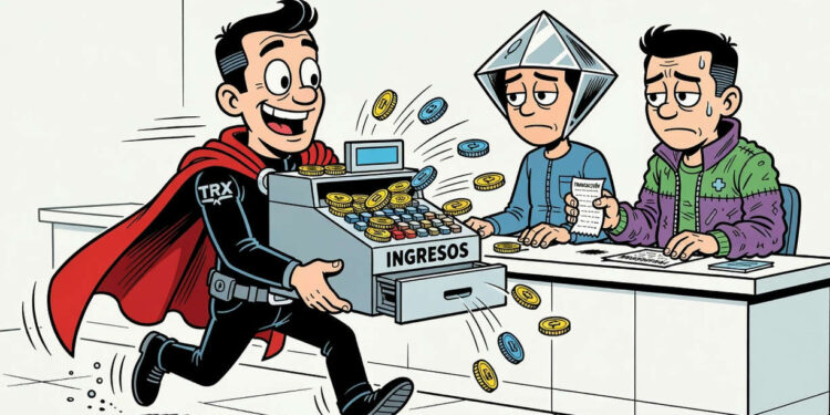 Tron supera a Ethereum y Solana en ingresos durante 30 días