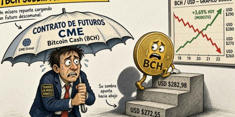 Bitcoin Cash sube 1,60% hasta USD 282,58, con volumen débil