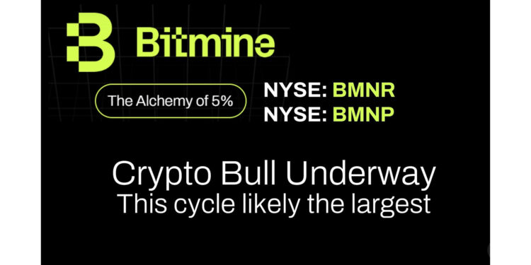 Bitmine Immersion Technologies (BMNR) alcanza 6,05 millones de ETH