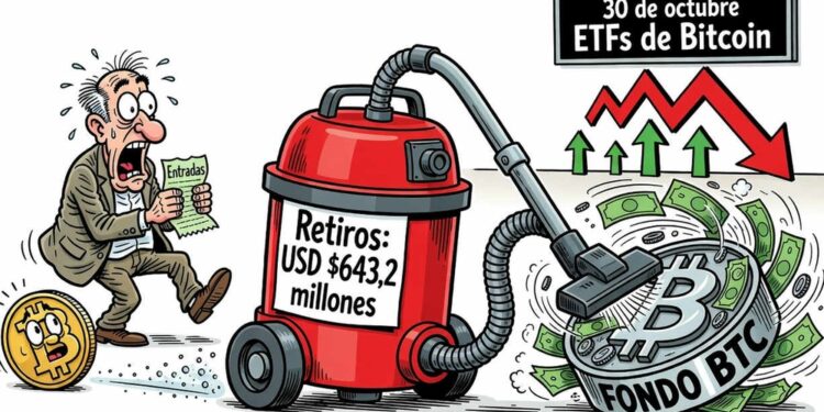 ETFs de Bitcoin registran salidas de USD 643,2 millones en un día 1 ETFs de Bitcoin registran salidas de USD 643,2 millones en un día